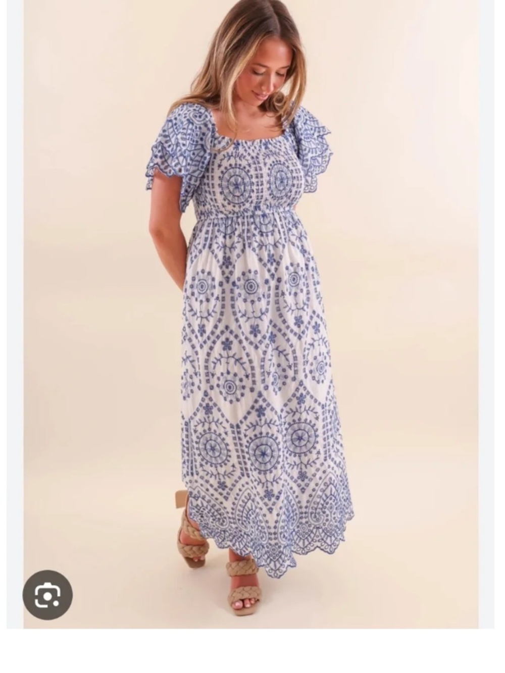 NWT Boutique See and Be Seen Eyelet Blue White Dress Small